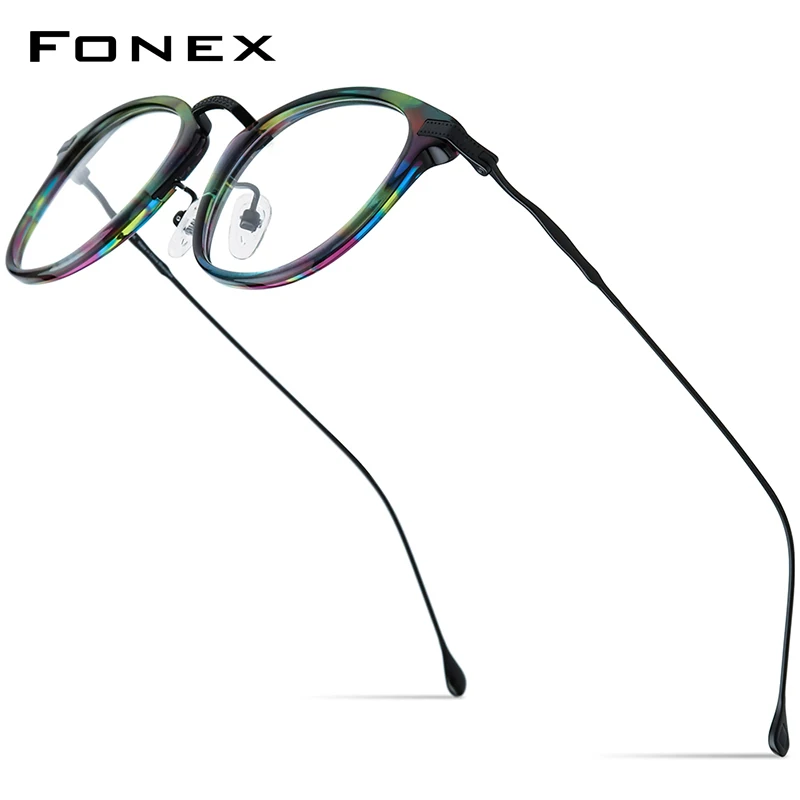 

FONEX Acetate Titanium Glasses Frame Women 2024 New Retro Square Eyeglasses Men Spectacles Vintage Eyewear F85845