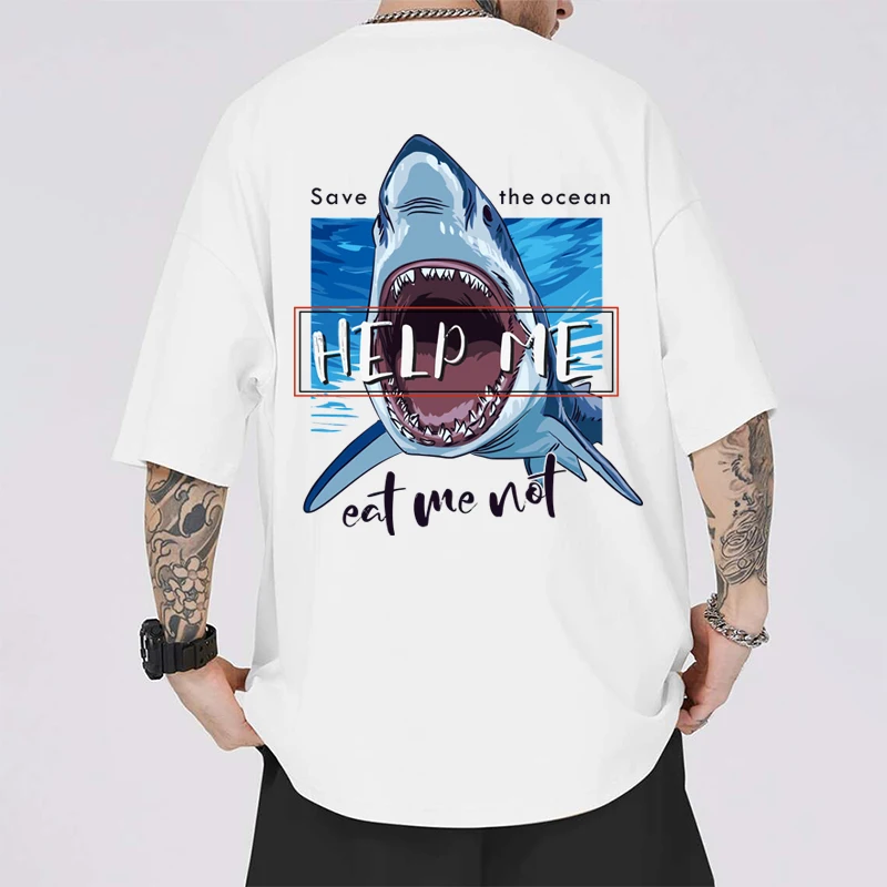 American Trendy Printed Fashionable Tees Summer Men's Cotton T-shirt High Quality Breathable Sweat Wicking Sportswear New 2024