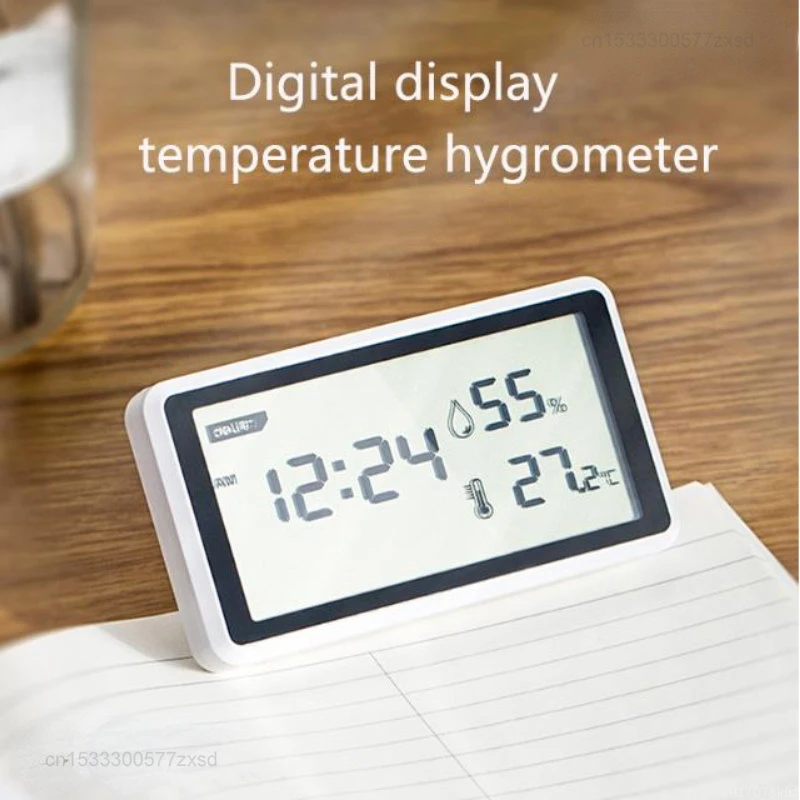Imagem -03 - Xiaomi Deli-termômetro Eletrônico Higrômetro Estação Meteorológica Alta Precisão Despertador Digital Led Backlight Snooze Data Time Deli