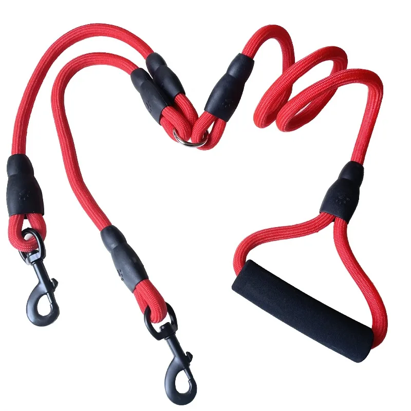 Nylon Double Ended Dog Leash with Cushioned Handle, 360 ° Rotatable Detachable Pet Leash, Suitable for Medium and Large Dogs