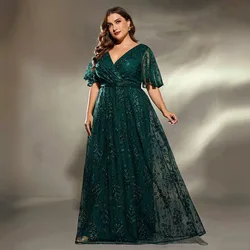 Abiti da sera da donna abito da sera con scollo a v profondo Sexy verde Plus Size temperamento elegante abito da banchetto 2024 abiti da festa da donna estivi