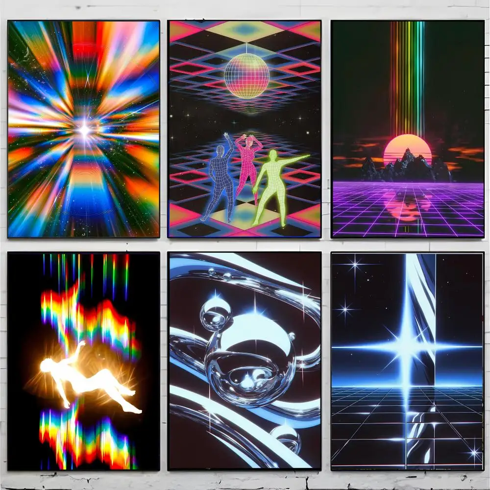 Neon Futuristic Colourful R-Retrowave Synthwave Poster Superior Home Space Pub Indoor Decorative Art & Home Decor