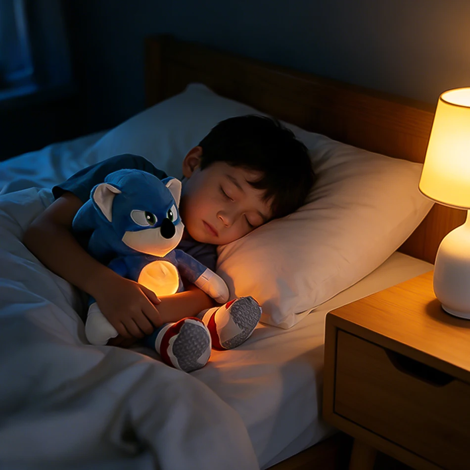 

Anime SONIC Plush 45cm Plush Doll Breath Child Peluche Soothes Toy Anime Baby Music Light Sleep Toys Kids Holiday Gifts