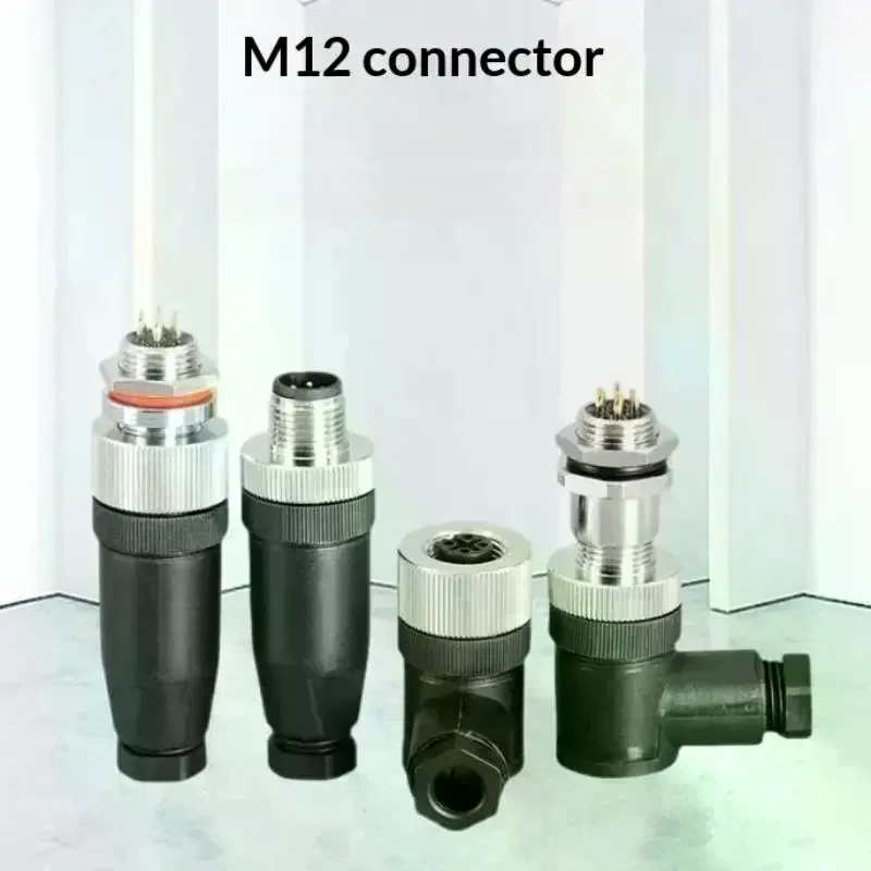 M12 Waterproof Aviation Plug Socket 5 Pin Male Curved Straight Solderless Power Connector PG7 For Charger Supply For Daily Use