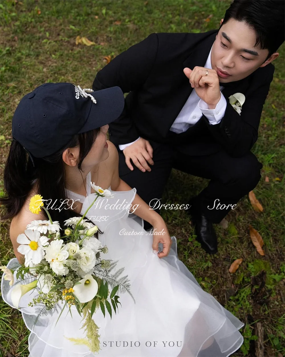 تولكس أنيقة الأورجانزا الرسن فساتين الزفاف كوريا تبادل لاطلاق النار الصورة ألف خط طويل المتدرج زي العرائس مشد مخصص ستنسخدريس 2026 #4