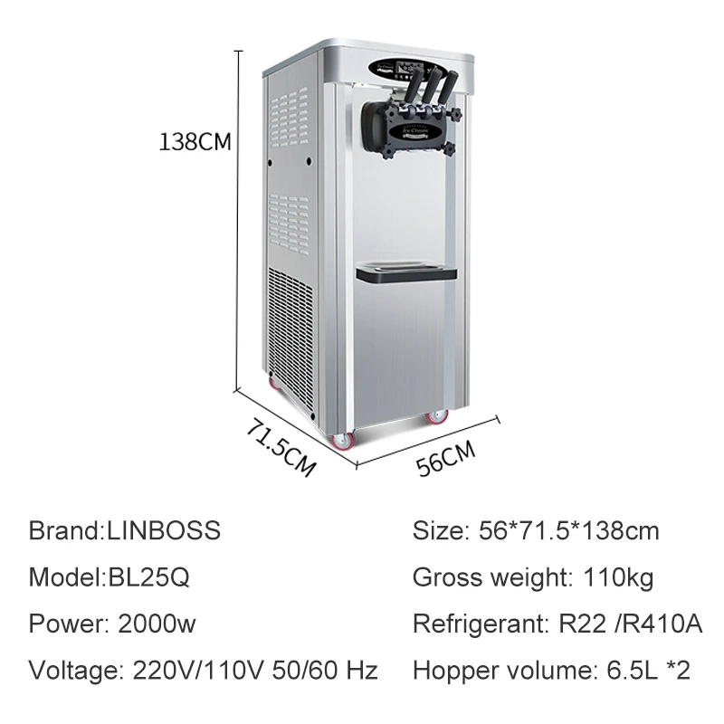 Colorful 3 Flavors Ice Cream Machine Business Ice Cream a Glace Machine Ice Cream Maker