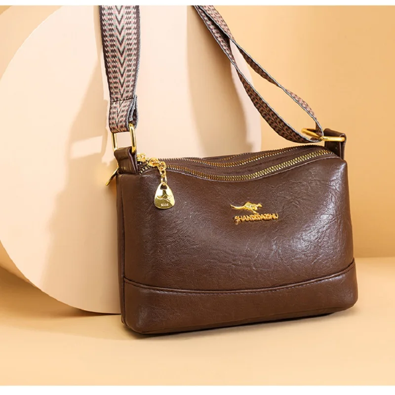 Kangaroo Luxury Brand Leather Women Small Handbag and Purse Fashion Designer Crossbody Bag Female Travel Pillow Shoulder Bag