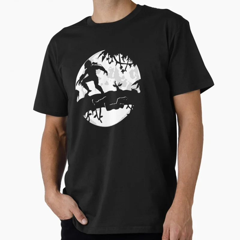 

Moonlit Jungle Hunter Space Monster Predator Alien Gift shirt for man Retro Sci-Fi Horror Graphic Clothes All size Tops S-6XL