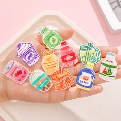 5pcs/lot Cartoon Beverage Bottle Clips Cute Acrylic Decorative Clips, Student Stationery Gifts, Test Paper Clips Ins Small Clips