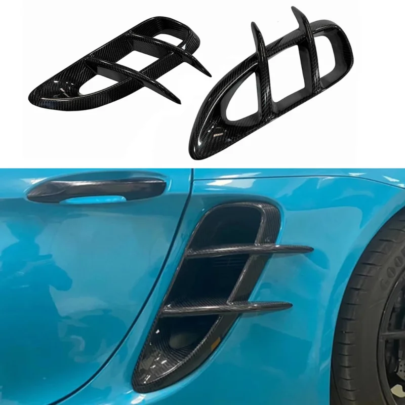 For Porsche 718 Cayman Boxster Dry Carbon Fiber Set Auto Fender Side Air Vent Side wind knife Outlet Cover Upgrade body kit