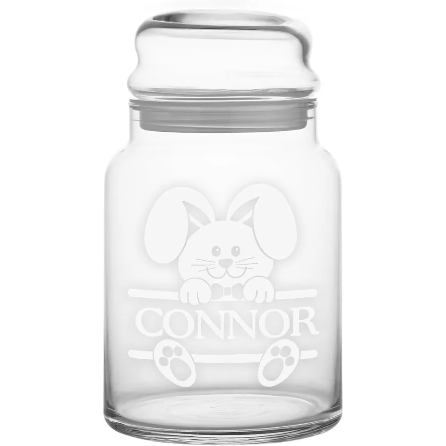 

Персонализированная банка для конфет Пасхальные друзья Банка для конфет с герметичной крышкой вмещает 31 унцию. Зайка Друг