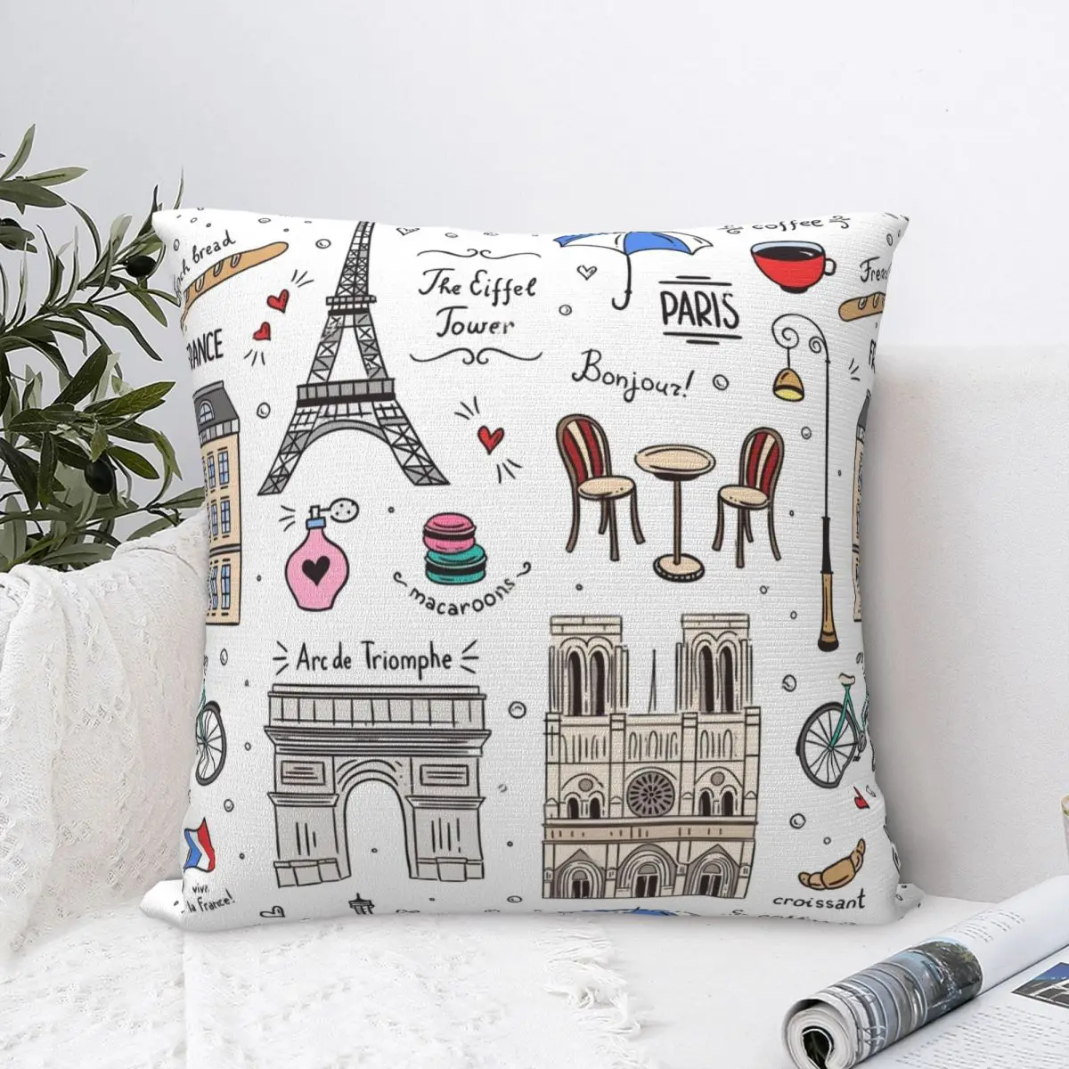 E-Eiffel Tower Pillow Cover Hawaii Vacation Fashion Pillow Case Graphic Cushion Cover Pillowcases For Sofa Bedroom Home Decor