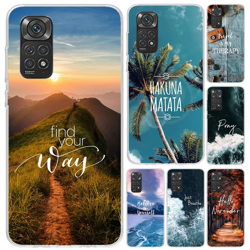 Travel Mountain Beach Proverb Phone Case for Xiaomi Redmi Note 13 12S 12 11S 11 11T 11E 10S 9 Pro Plus 8 8T 9T 7 Soft Funda Prin