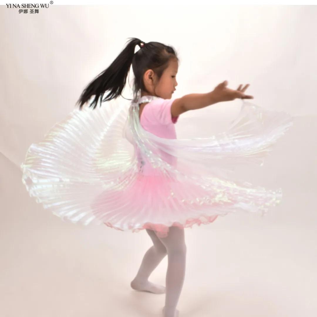 New Style Children's Belly Dance Wing Symphony Yarn Cloak Hand Hook Dance Performance Props Transparent Color Hanging Neck Wings