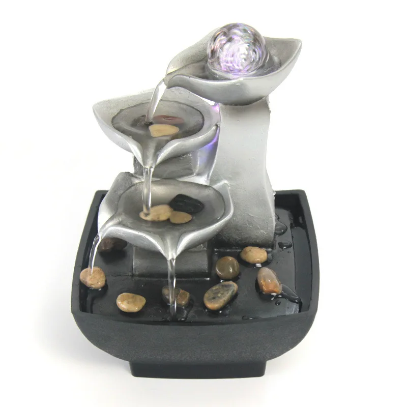 New Tabletop Waterfall Fountain Led Light Water Fountain Indoor Decor Feng Shui Crystal Ball Ornament Office Home Decor Gifts