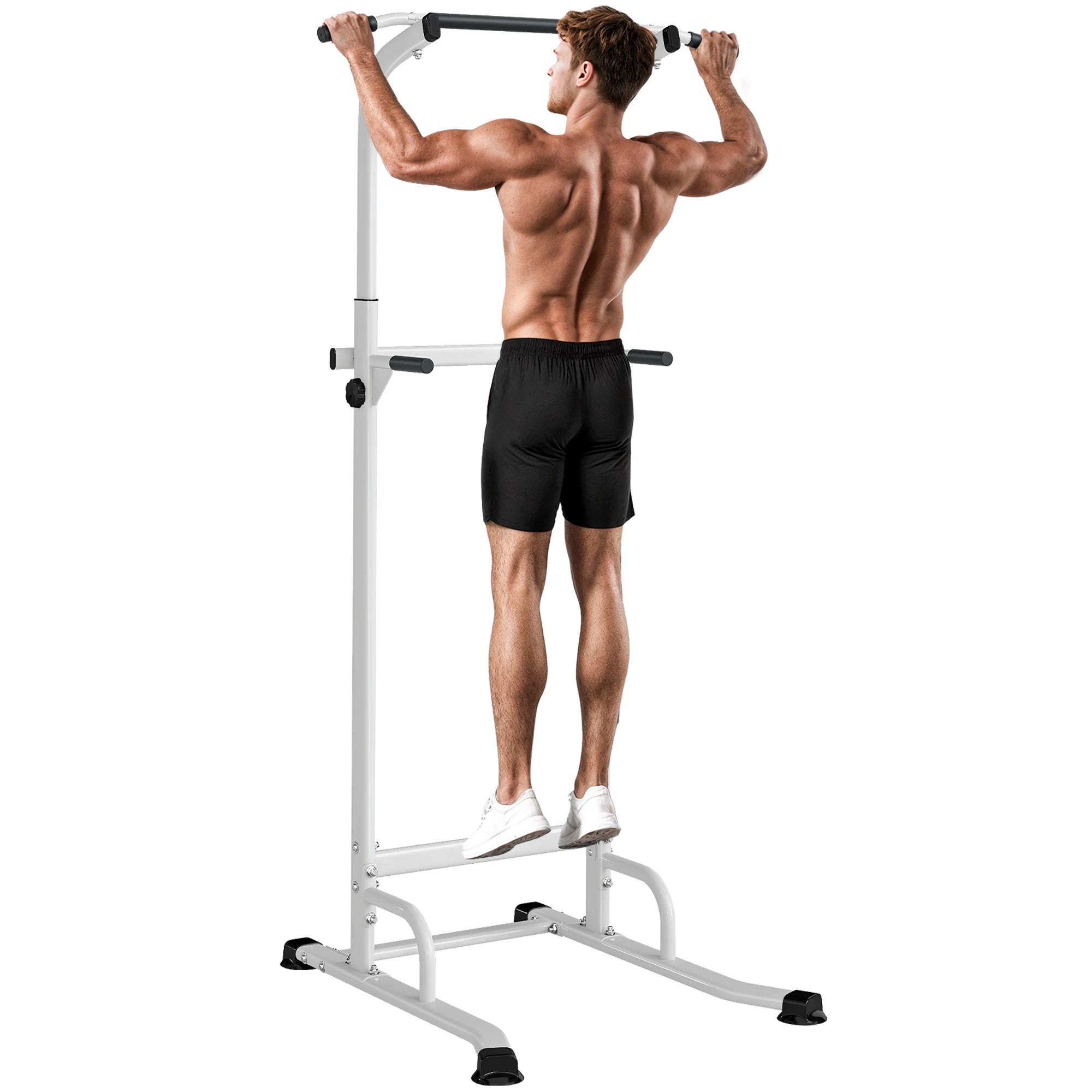 SPORTNOW Power tower dip barre de traction autoportante réglable en hauteur station de traction et de dips station de musculation pour entraînement de fitness pour salle de sport à domicile, la maison