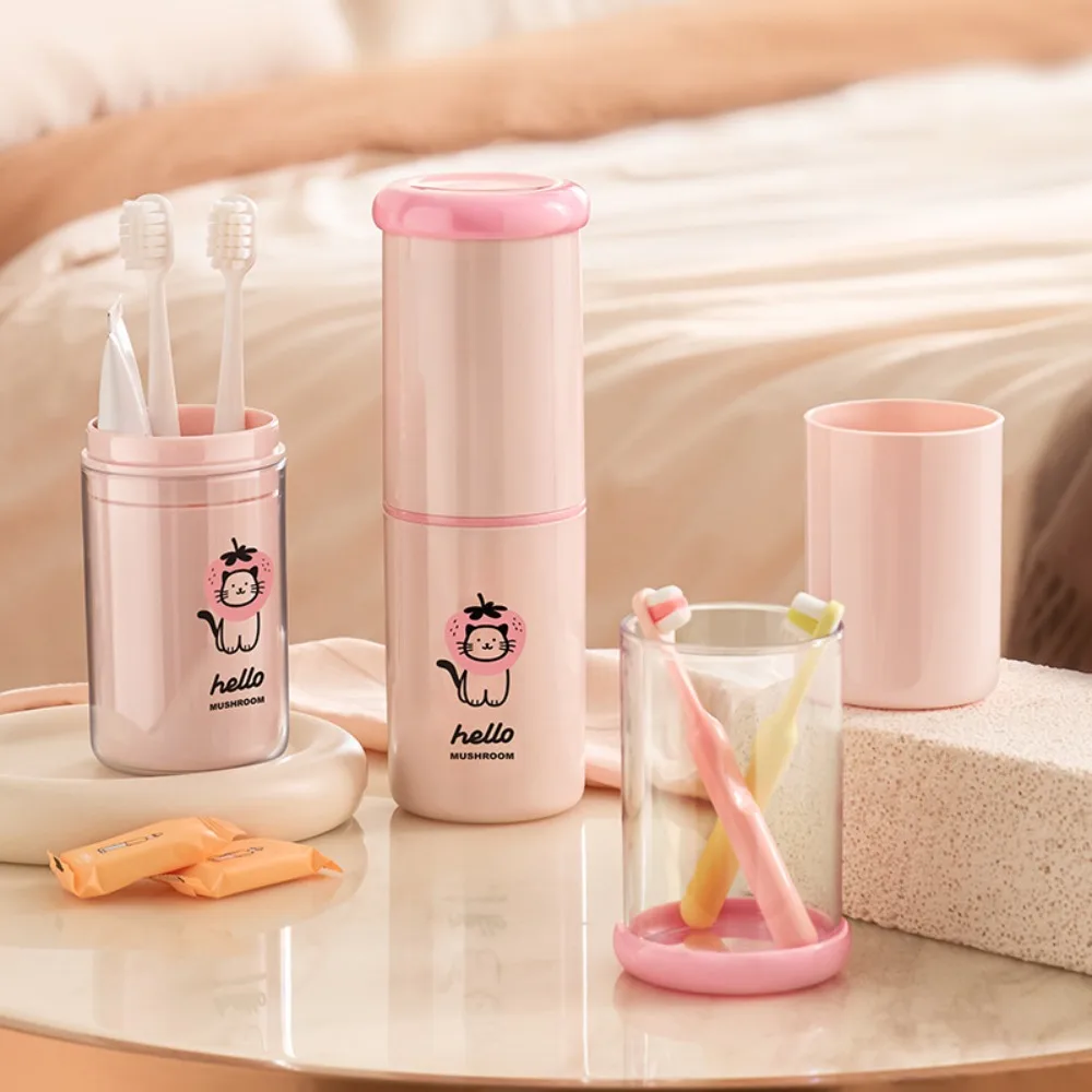 

High Quality Portable Toothbrush Cup Cartoon Print Plastic Storage Cup Brushing Cup Couple
