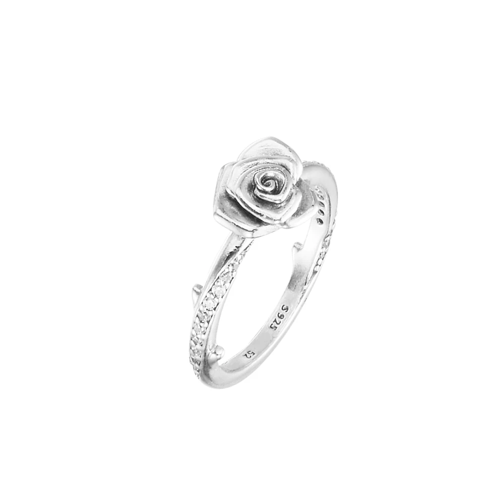 Rose in Bloom Ring 2024 Mother Kids Fashion Female Rings Clear Crystals Sterling Silver Jewelry Rings For Woman Free Shipping