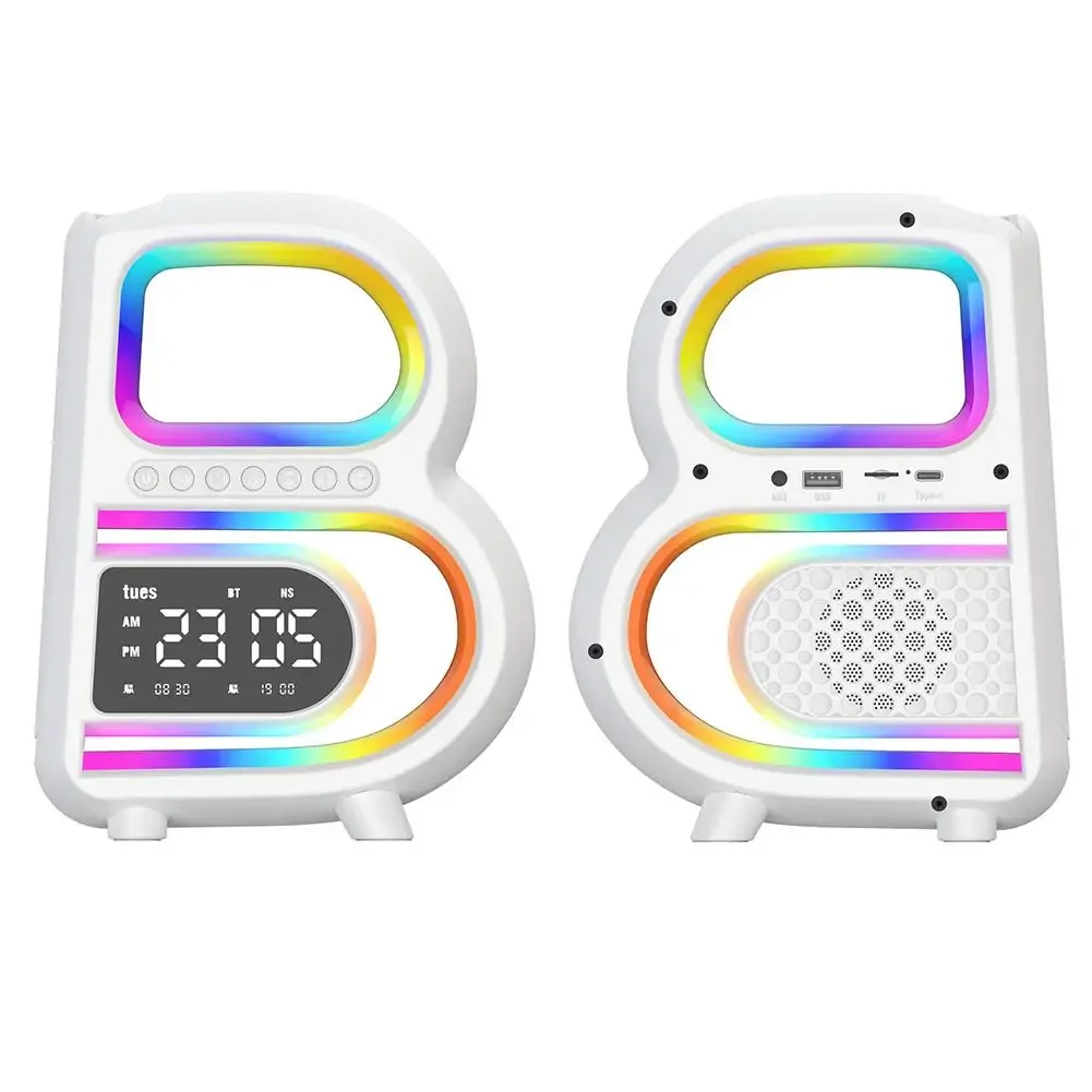 Blutooth Speaker Multifunctional Pink B Shape Smart Music Rhythm Lighting Phone Wireless Charger TF Card AUX Input Standard Mode