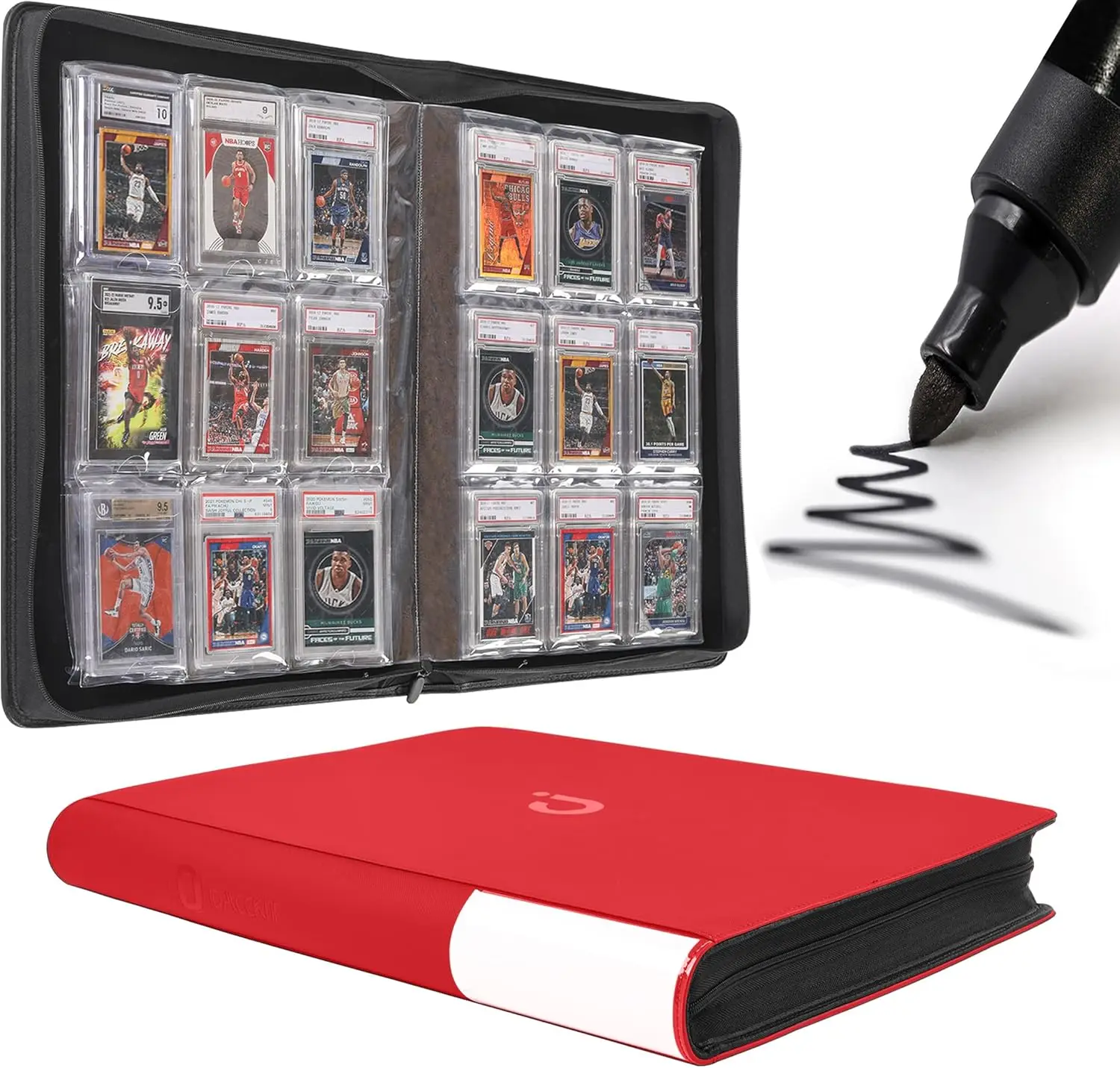 

9-Pocket Slab Binder for 90 Graded Cards, Classic Red