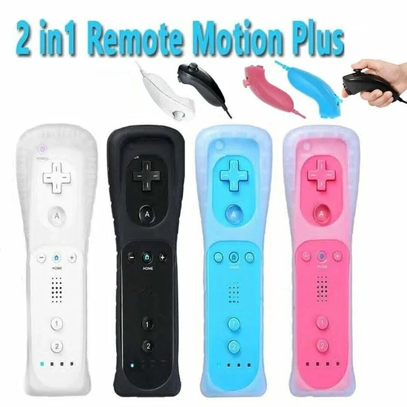 Control Remoto Inalámbrico 2 en 1 para Nintendo Wii/Wii U con Joystick Motion Plus Opcional y Funda de Silicona