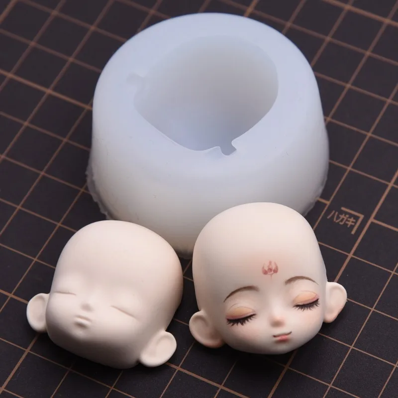Q Version Ultra-light Clay Doll with Closed Eyes and Face Silicone Mold Resin Clay DIY Doll Face Modeling Polymer Clay Tool