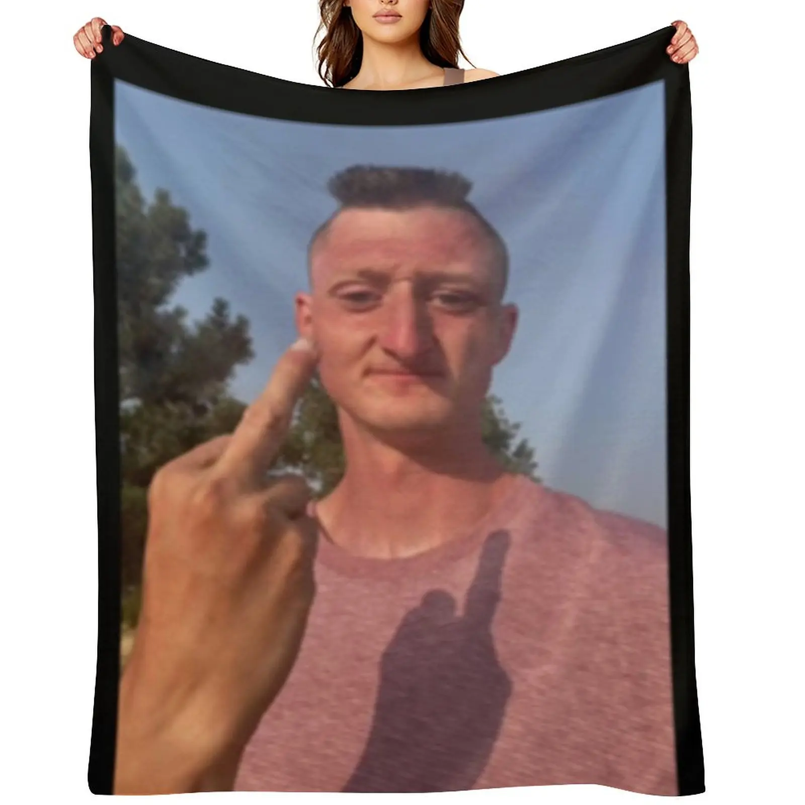 

Daniel Larson Angry Classic Essential Throw Blanket Flannels Hair Multi-Purpose Plaid on the sofa Blankets