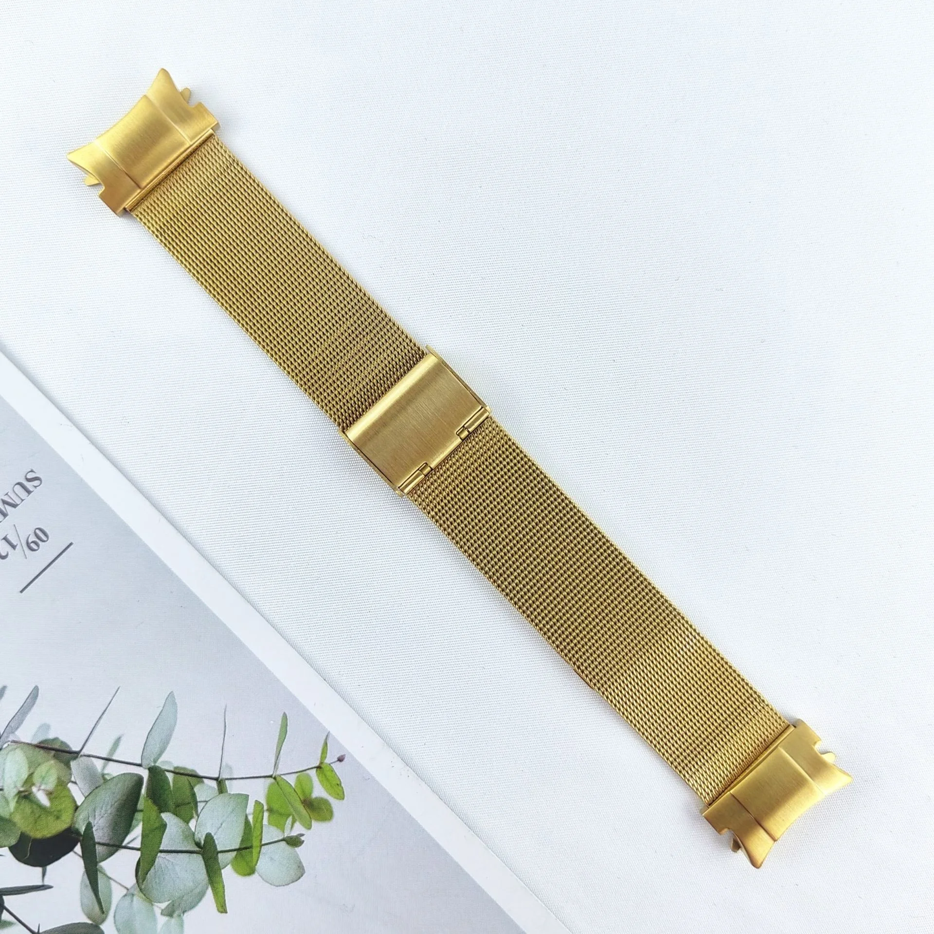 uhgbsd Watchband Bracelet Accessories For Samsung Galaxy Watch 5 Strap Milan 4 Buckle Mesh Metal Band