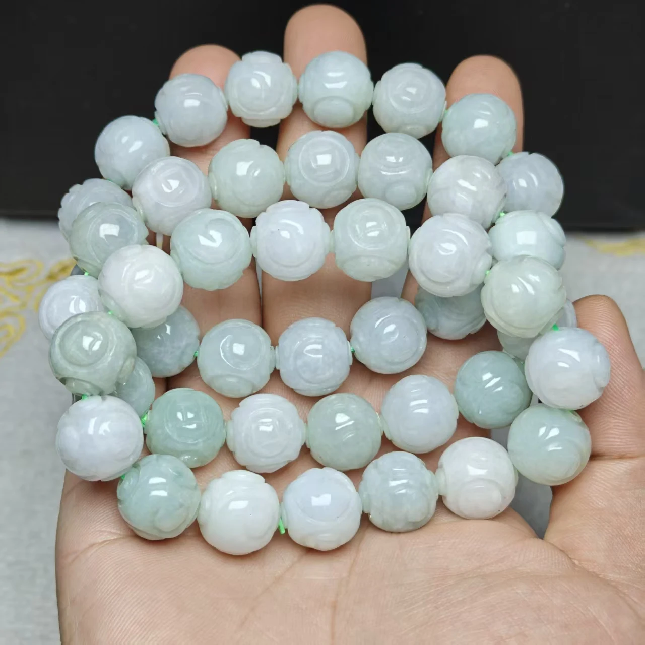 Xingyu Natürliche AAA Burma Jadeit Jade Ruyi Geschnitzte Perlen Armband Glatter Schmuck Mysteriöser Edelstein Geschenk – Detail 6