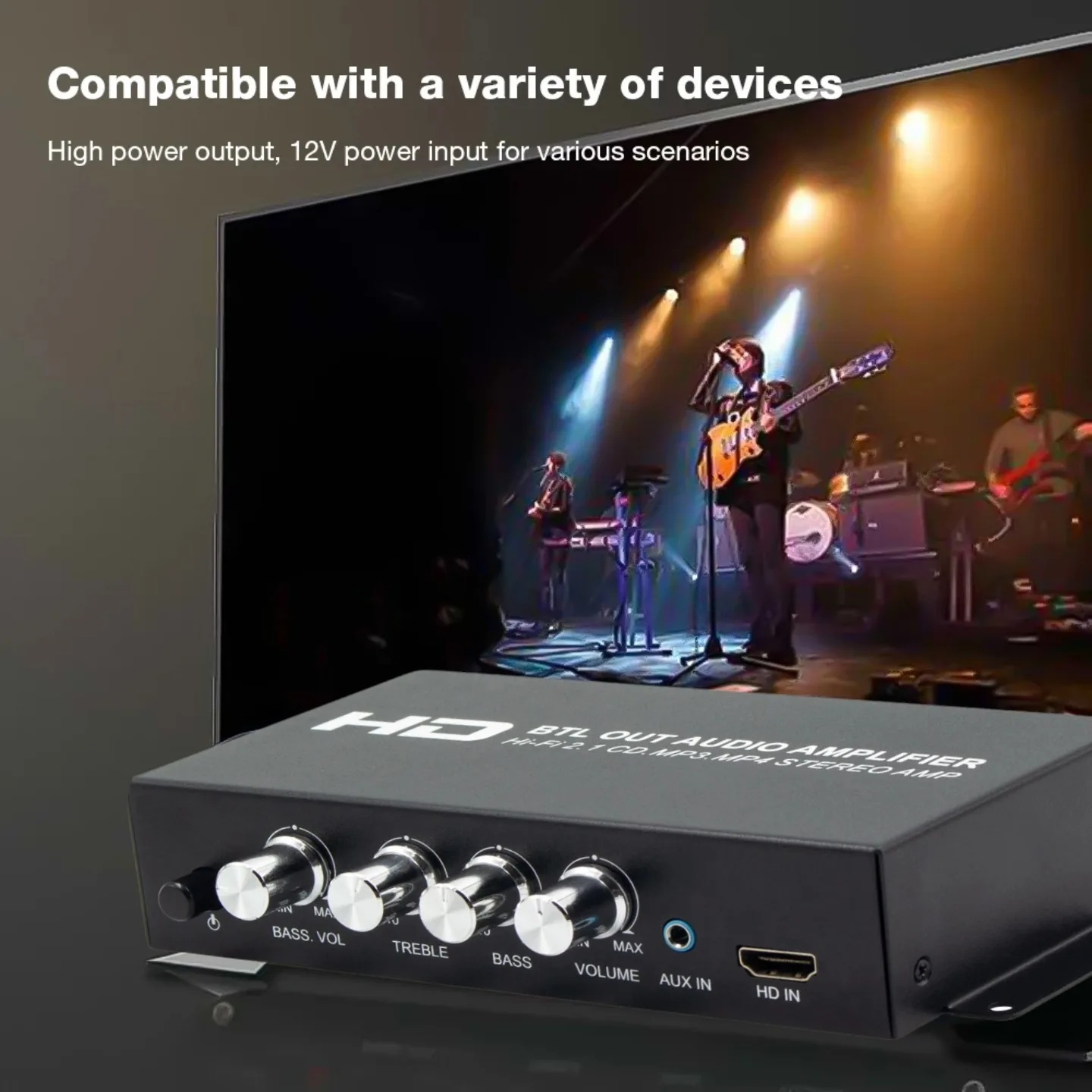 HI-FI 2.1CH Bluetooth 5.0 Sound Amplifier,Digital Bass Amplifier for Home/Car/Meeting/Theater
