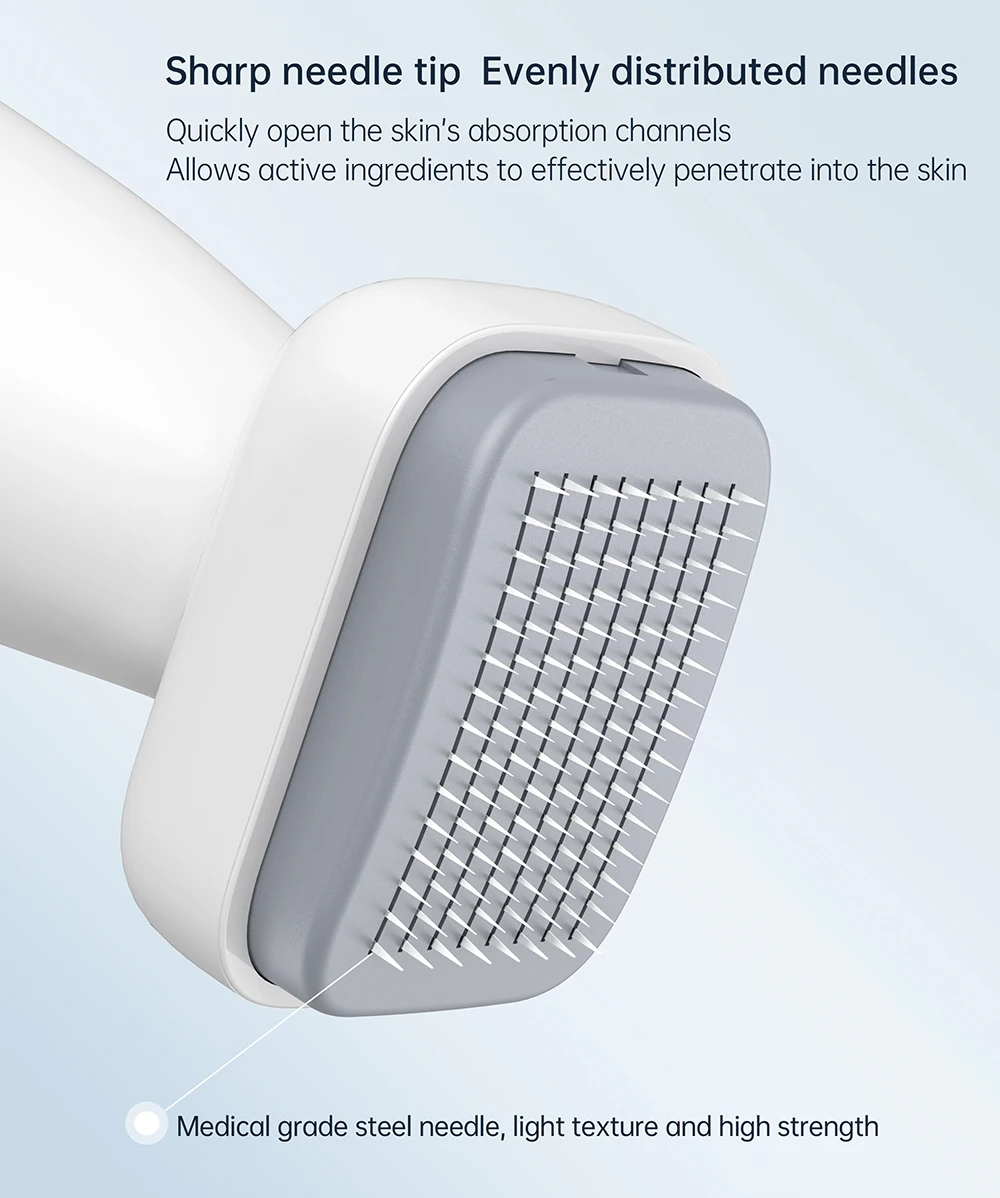 Einstellbarer Bio-Nadelstempel 120 Mikronadeln aus Edelstahl, Mikronadel-Derma-Pen für Haarwuchs und Hautpflege, Schönheitsgerät – Detail 3