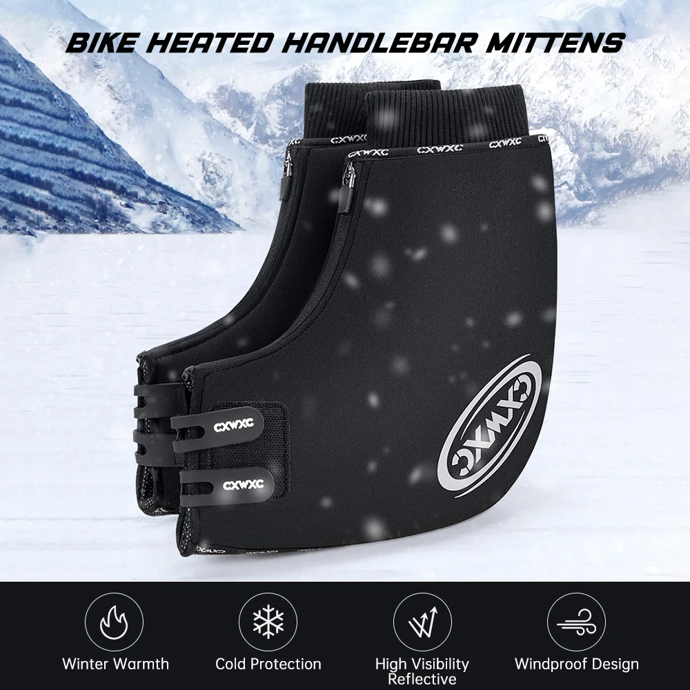 

Bike Heated Handlebar Mittens Temperature Adjustable Windproof Cycle Gloves for Mountain windproof bike handlebar covers