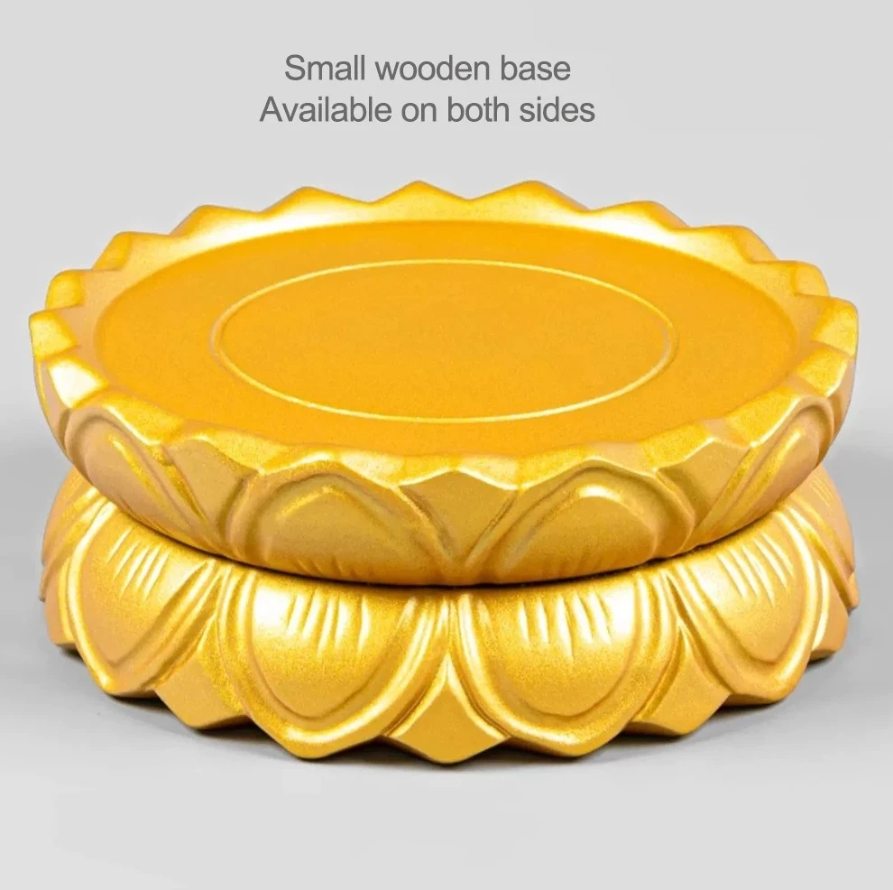 Nova base de ornamento de lótus dourado de madeira maciça retrô, pedestal de fornecimento de madeira malás doméstico, base de estátua de buda, ornamentos de decoração de casa