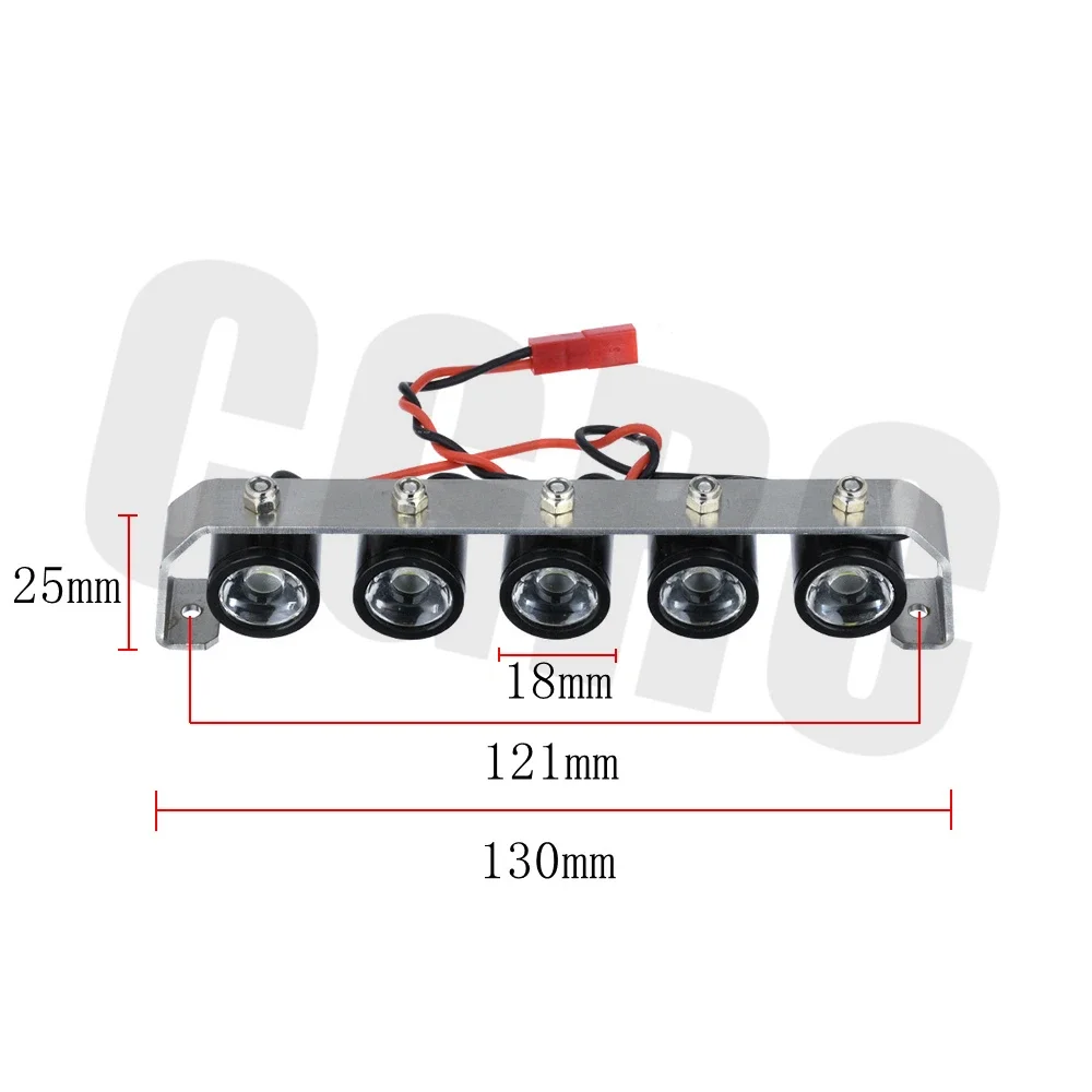 High Quality Metal Roof Light Spotlight 5 LED 5W Highlight For 1/10 RC Car TRX4 D90 D110 Axial Scx10 UDR X-MAXX E REVO Slash