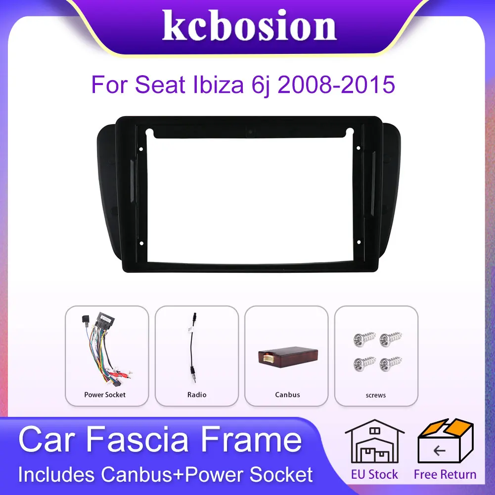 Kcbosion 2 Din Car Radio Frame + Cable For Seat Ibiza 6J 2008-2015  Fascia Dash Kit Radio Panel Stereo Cover Installation