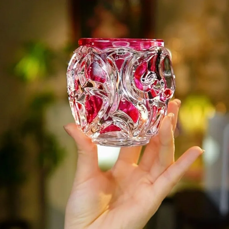 

Pink Crystal Glass Decorative Bottle Multifunctional Storage Bottle Glass Container Decorative Jar Living Room Desktop Ornament