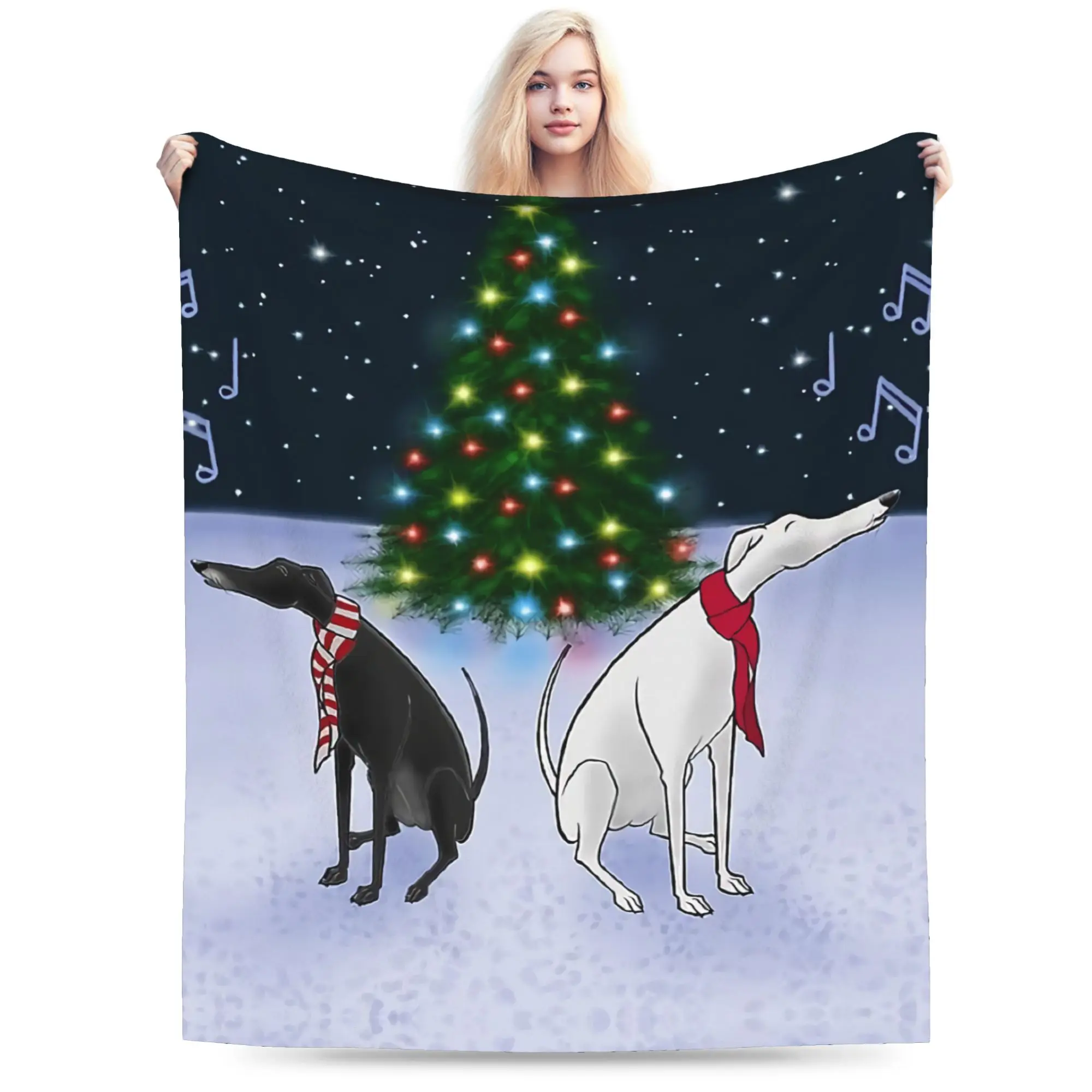 Custom 3D Printed Greyhound Blankets Breathable Soft Flannel Autumn Whippet Sighthound Dog Throw Blanket for Couch Home Bedding
