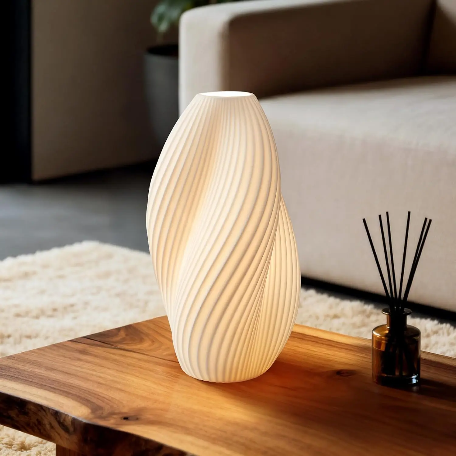 Candeeiro de mesa de cerâmica moderno, iluminação de cabeceira regulável para quarto e sala de estar, sombra branca translúcida com brilho ambiente quente