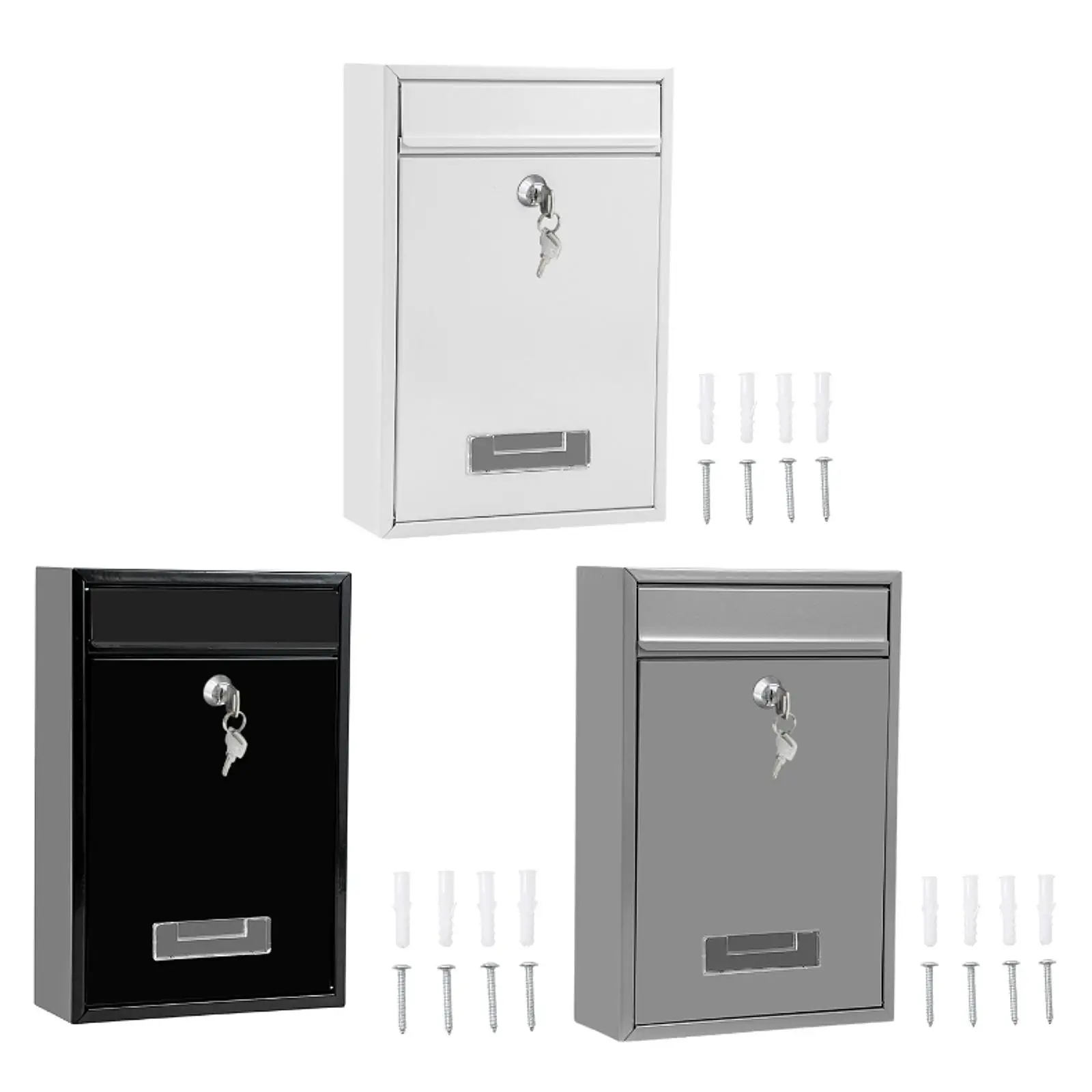 Wall Mounted Mailbox Lockable with 2 Keys Postbox Iron Post Letter Mail Insertion for Outdoor Home Office External Gate Door