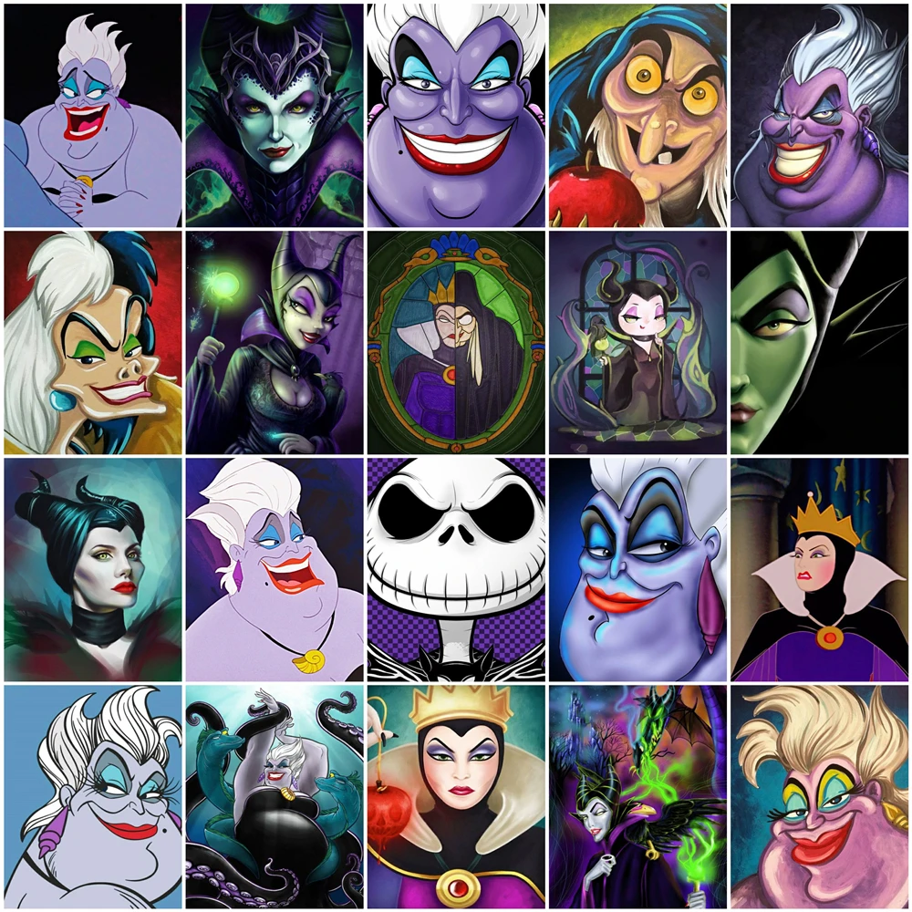 Disney Villains Cartoon Diamond Painting The Nightmare Before Christmas Diamond Mosaic Maleficent Embroidery Gothic Decor