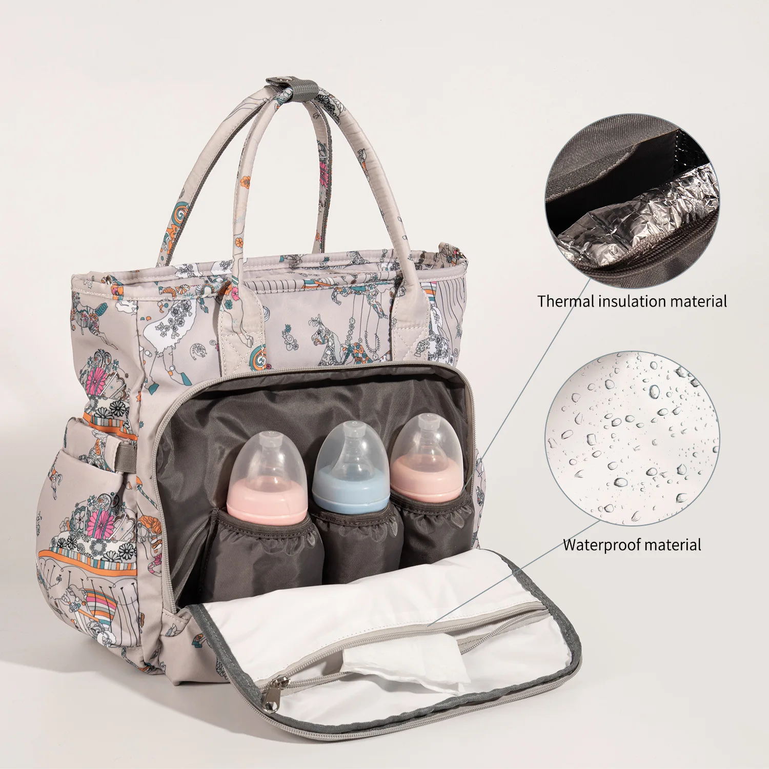 Mom Bag Mom Baby Diaper Care Bag Tote Bag Large Diaper Outdoor Travel Diaper Waterproof Printed Storage Bag for Easy Baby Care