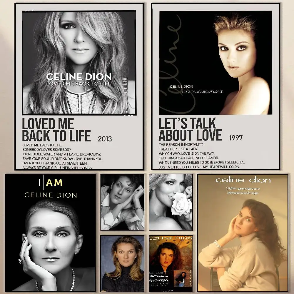 

Hot Singer C-Celine D-Dions Poster Modern Waterproof HD Wall Art Decal Self-Adhesive Aesthetic Decor For Home Living Room Bedroo