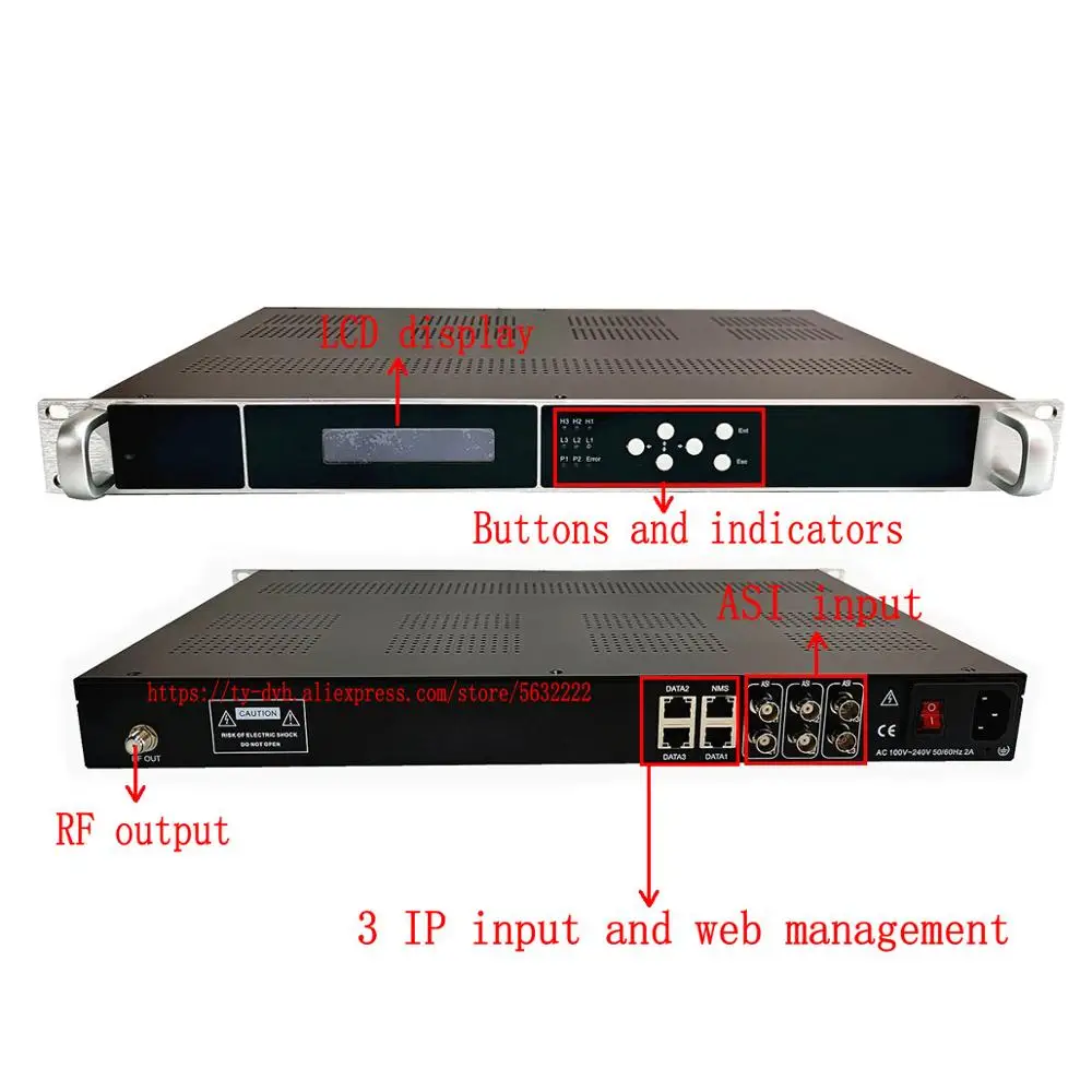 32 الإرسال المتعدد (rtp/udp) إلى rf (dvb-c) معدات نظام الواجهة الأمامية للكابل في أجهزة modulators ip/asi qam للبث الكبلي