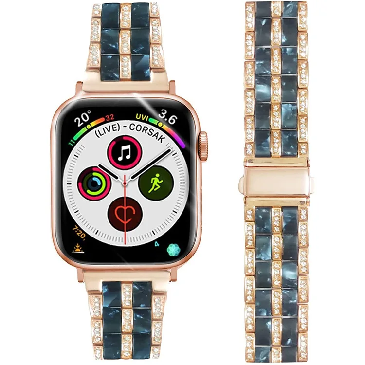 Xiaoxiangfeng é adequado para apple i assistir s 7 resina de metal inteligente incrustada com diamante cintura pequena pulseira de relógio feminino