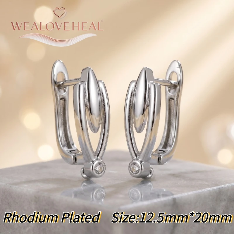 schmuckherstellung zubehör，Luxuriöse 18K Gold/Rhodium plattierte Leverback-Ohrringkomponenten aus Messing mit Pavé-Zirkonia, blauen Edelsteinen und gedrehten Ohrringhaken für DIY-Schmuckherstellung – Detail 20
