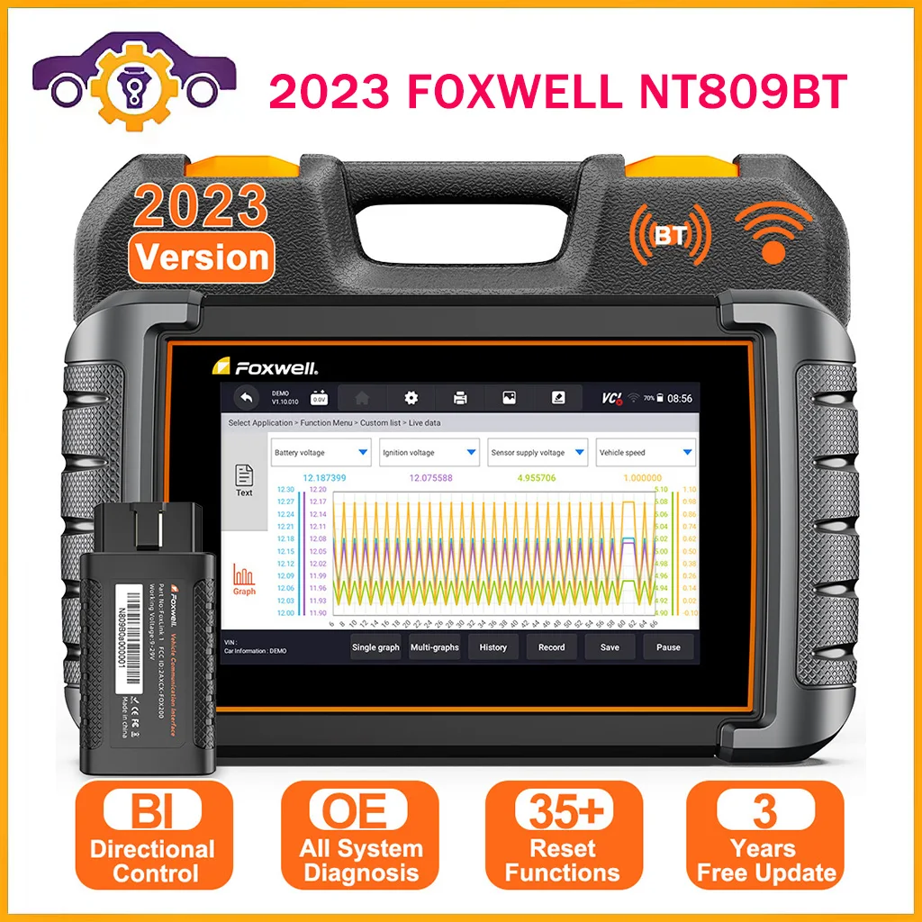 

FOXWELL NT809BT OBD2 Bluetooth Car Diagnostic Tool All System Bi-Directional Test 30+ Reset Code Reader OBD2 Scanner Automotivo