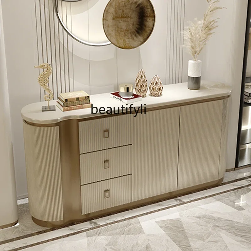 

1184Light luxury solid wood dining side cabinet American living room entrance cabinet, high-end, locker