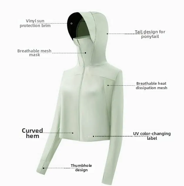 Women's UPF 50+ Hooded Sun Protection Jacket Full Coverage Breathable Lightweight Sun Shirt For Outdoor Hiking