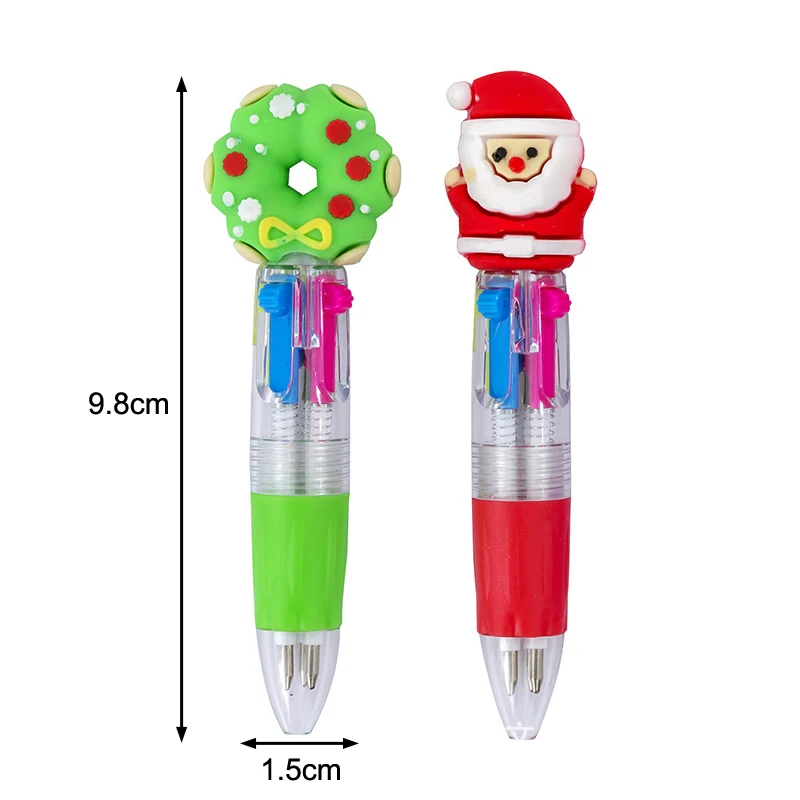 5개 크리스마스 4색 볼펜, 산타클로스 장식, 다채로운 크리스마스 생일 선물, 재미있는 볼펜