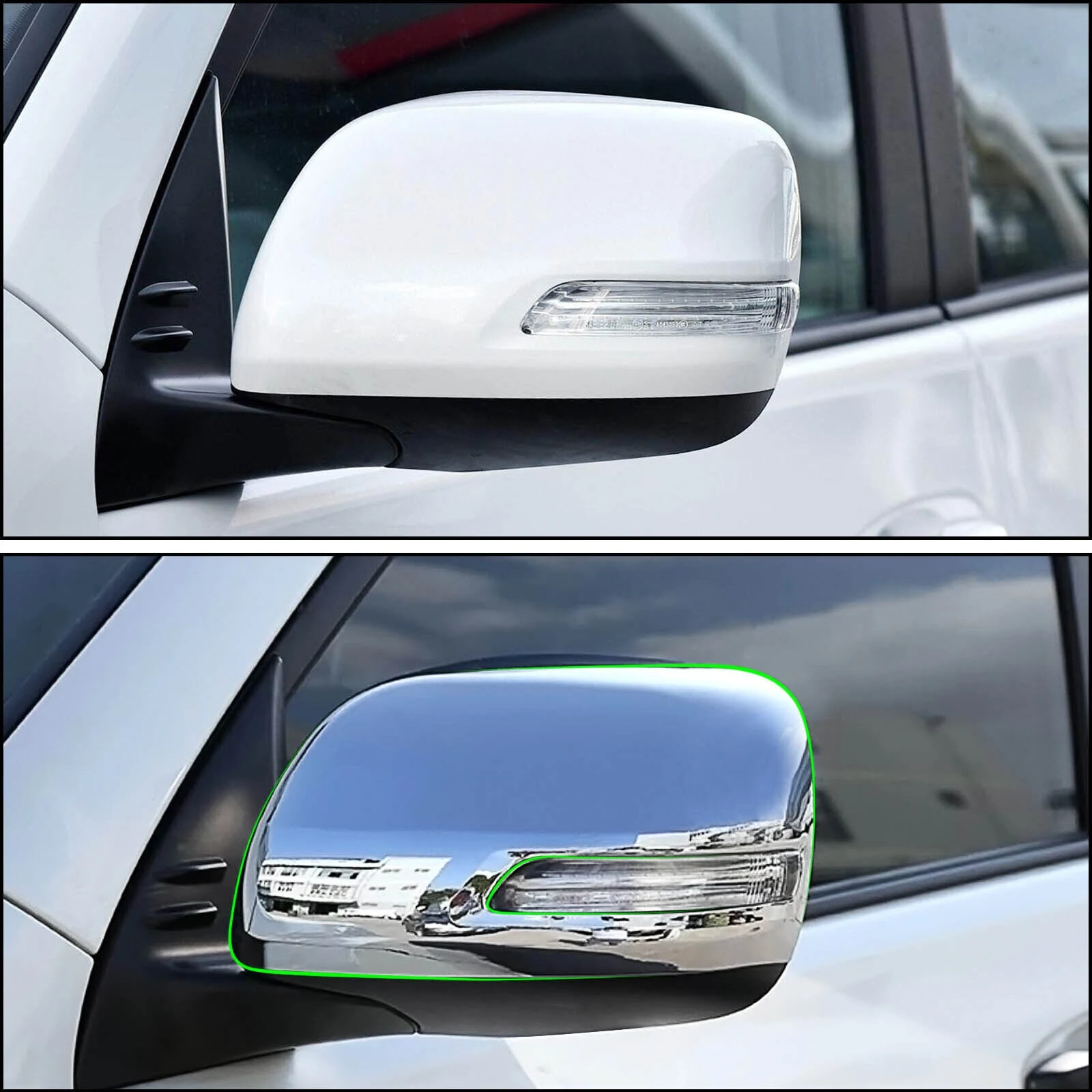 

Car ABS Outside Side Door Scratch Resistant Mirror Cover Trim for Land Cruiser 200 LC200 2016-2019 Prado FJ150 2010-2019